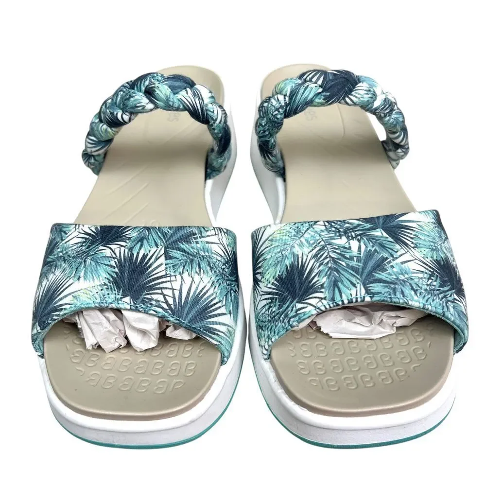 Bzees Women New Wave Platform Sandals with Braided Straps Slip On Slides Sz 9.5M